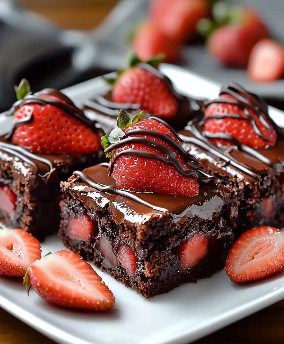 Chocolate Covered Strawberry Brownies