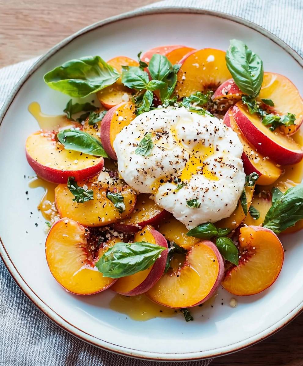 Peach Burrata Caprese Salad