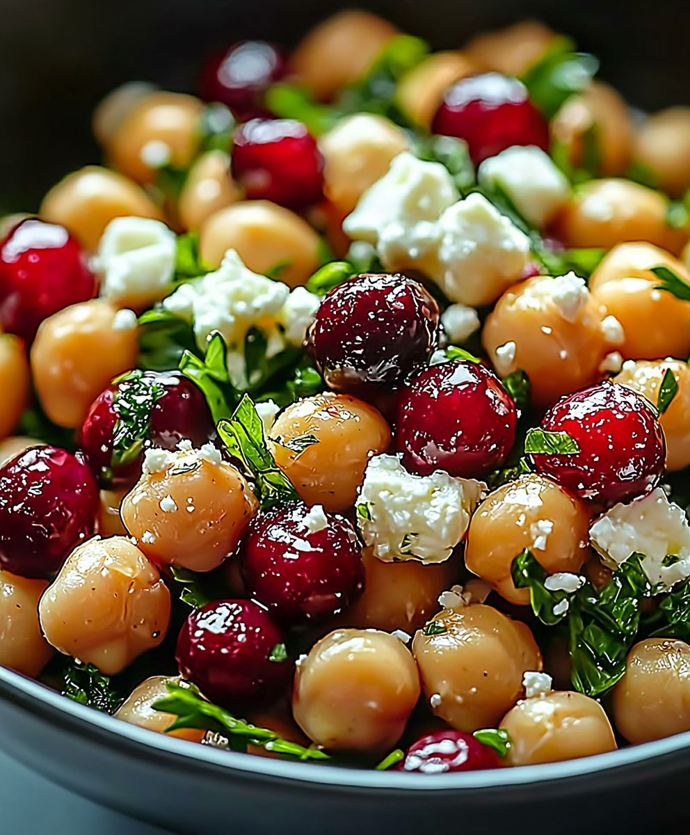 Feta Cranberry Chickpeas Salad