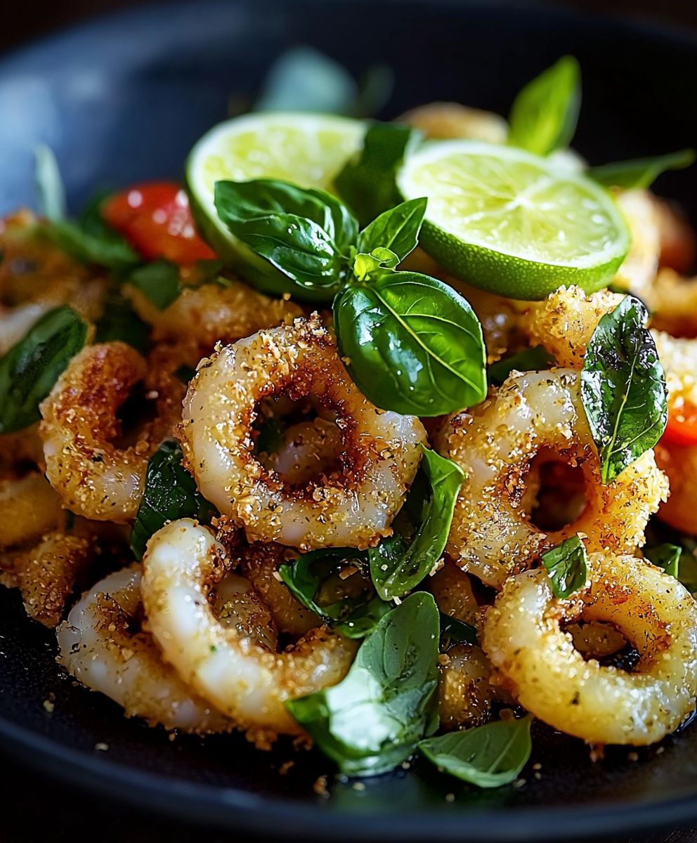 Garlicky Calamari with Basil