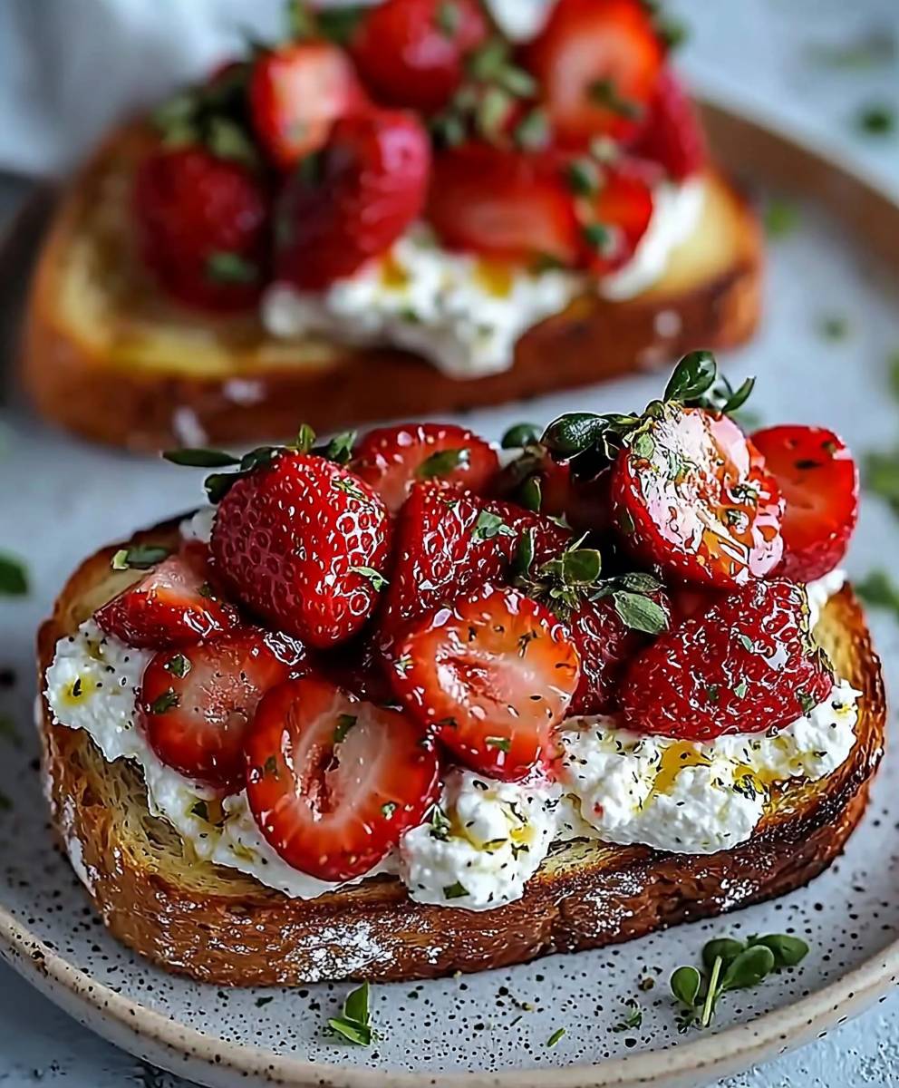 Roasted Strawberry Ricotta Toast