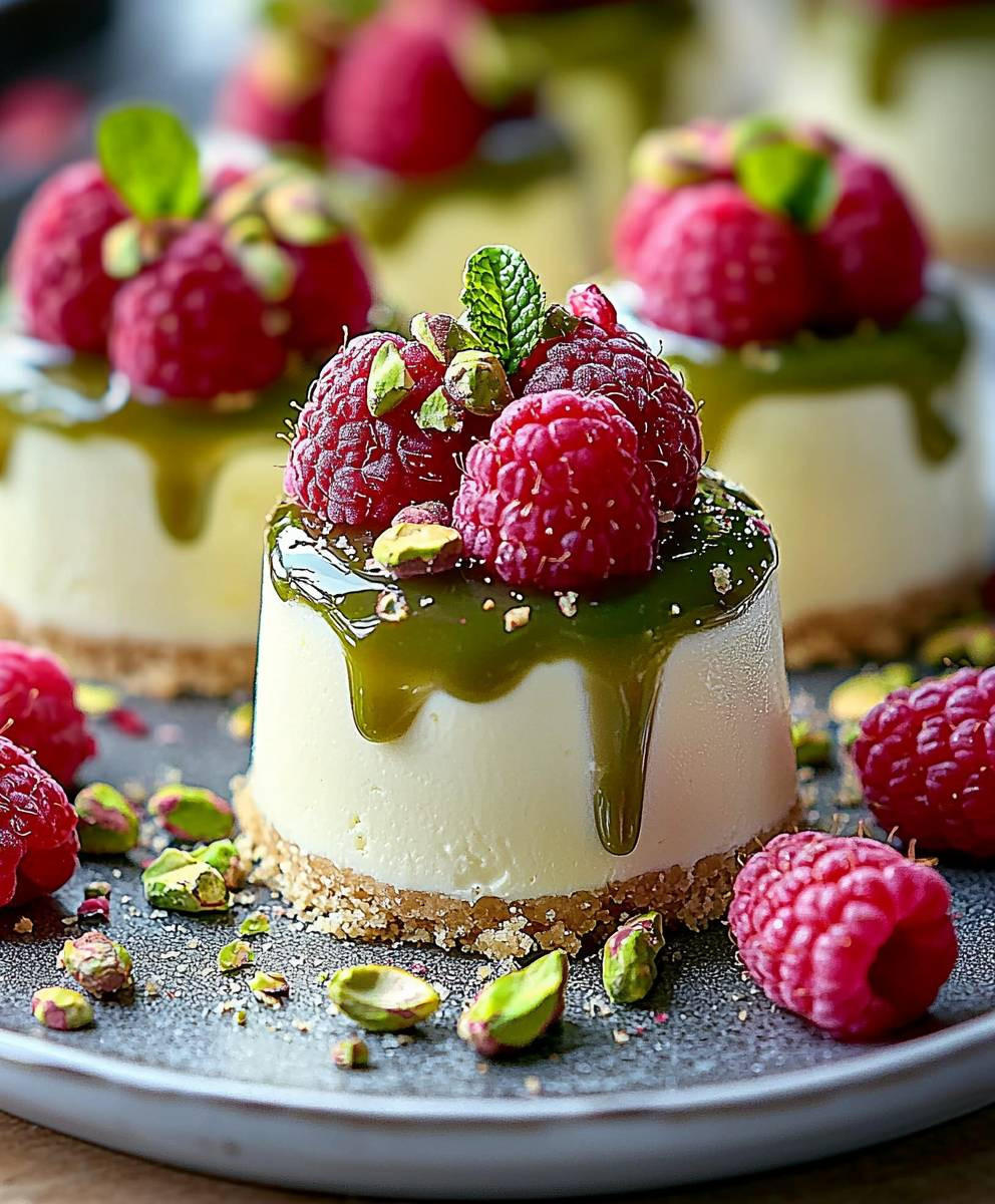 Pistachio Raspberry Cheesecake Domes