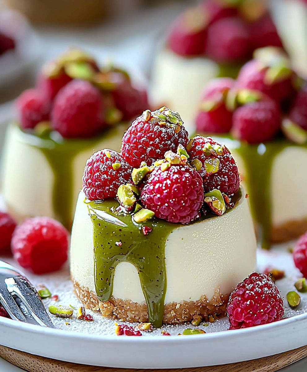 Pistachio Raspberry Cheesecake Domes
